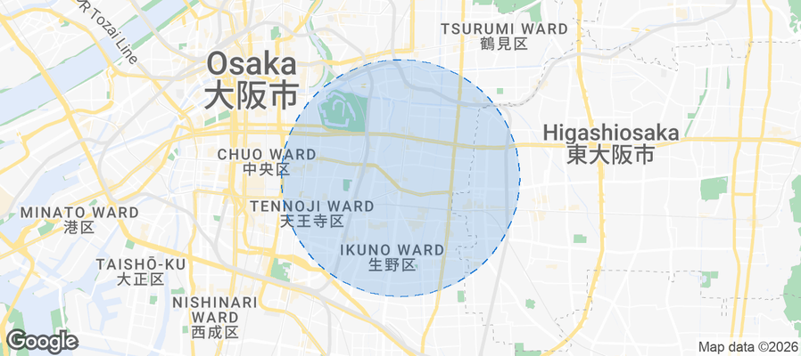 Higashinari Ward Airbnb map